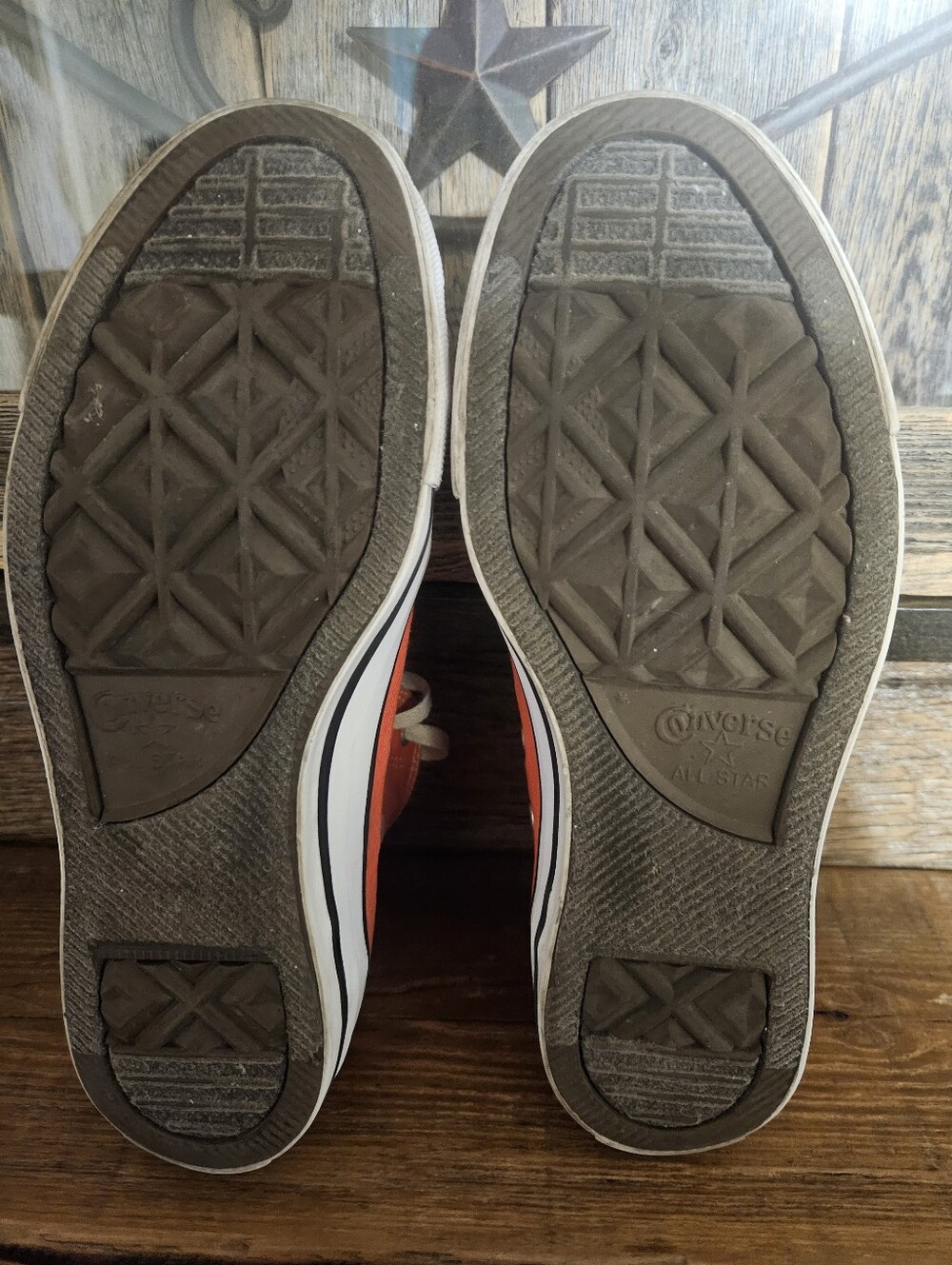 Dreamcicle Orange Canvas High-Top Converse Sneakers - Mens 5 / Womens 7 - Picture 6 of 8